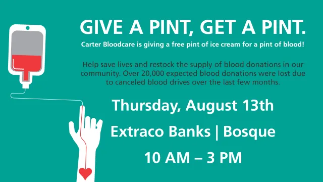 Blood drive at Extraco Banks Carter Bloodcare Donate Blood
