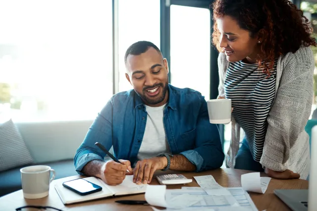 Couple looking over finances